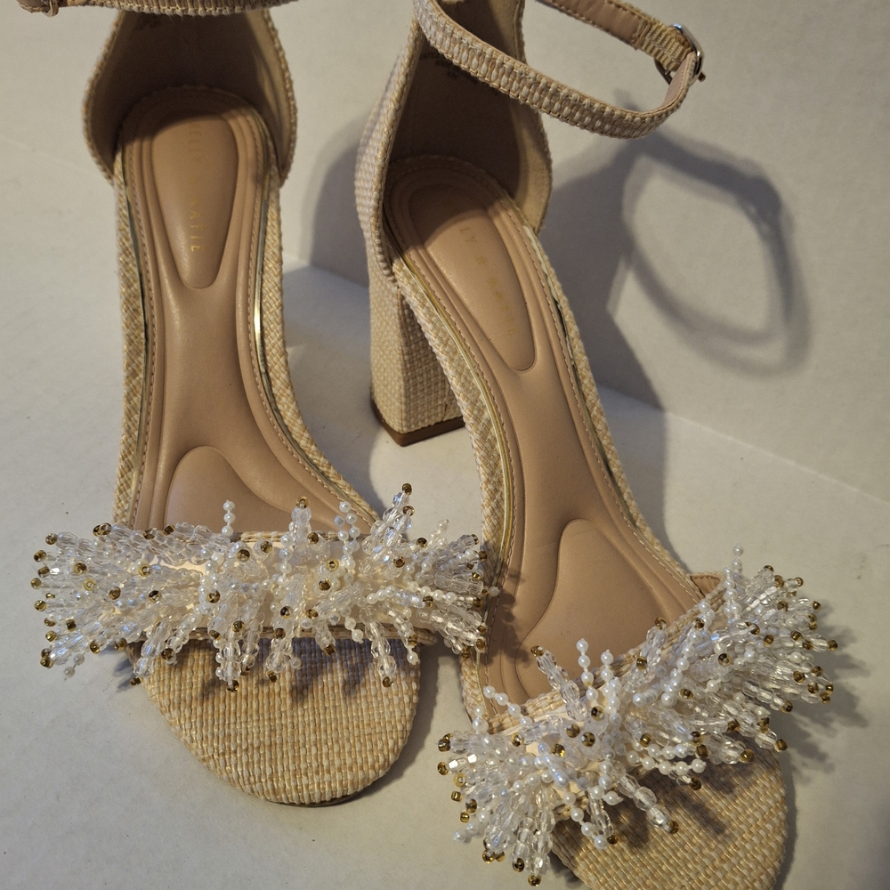 Elegant Cream Beaded Women's Sandals